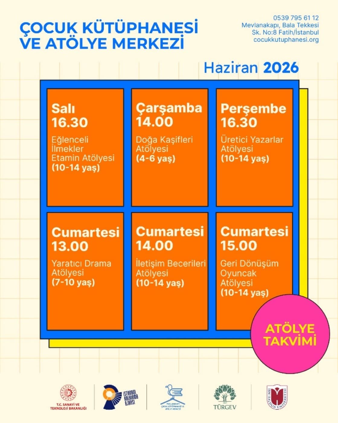 MEÇKAM aylık atölye takvimi