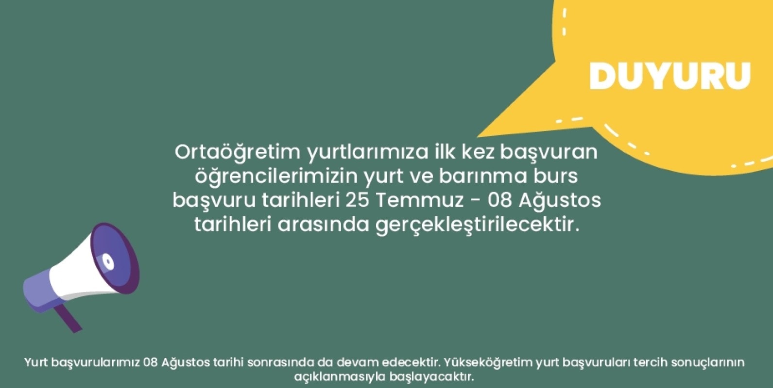 2022 - 2023 Ortaöğretim Yurt Başvurularımız Hakkında