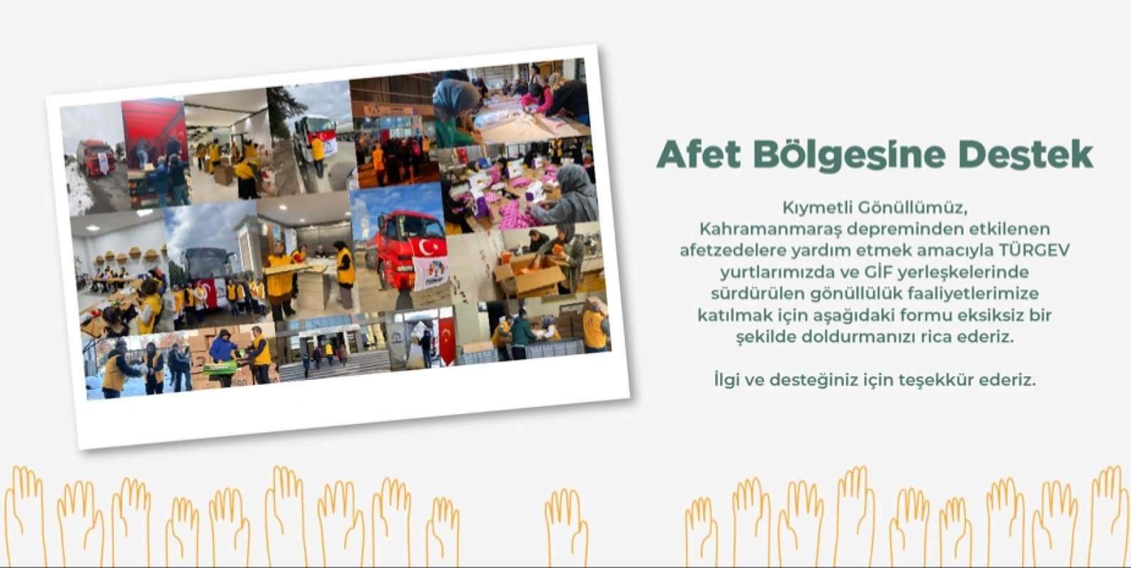 TÜRGEV Afet Bölgesine Destek - Gönüllü Başvuru Formu